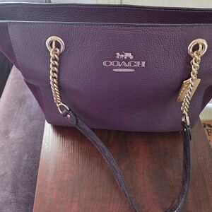 Coach Deep Purple Leather Shoulder Bag
